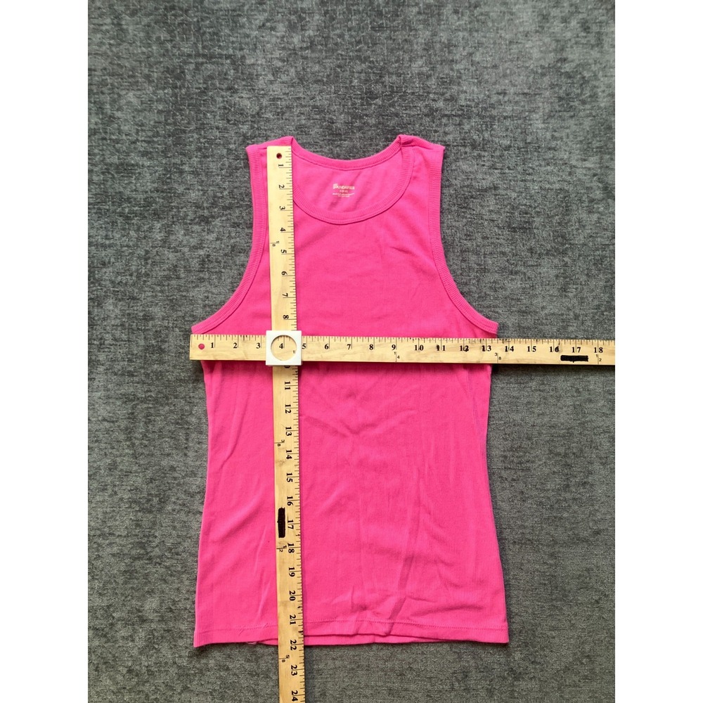 No Boundaries Tank Top Womens Medium 8/10 Hot Pink Ribbed Knit Cotton Round Neck - Picture 7 of 16